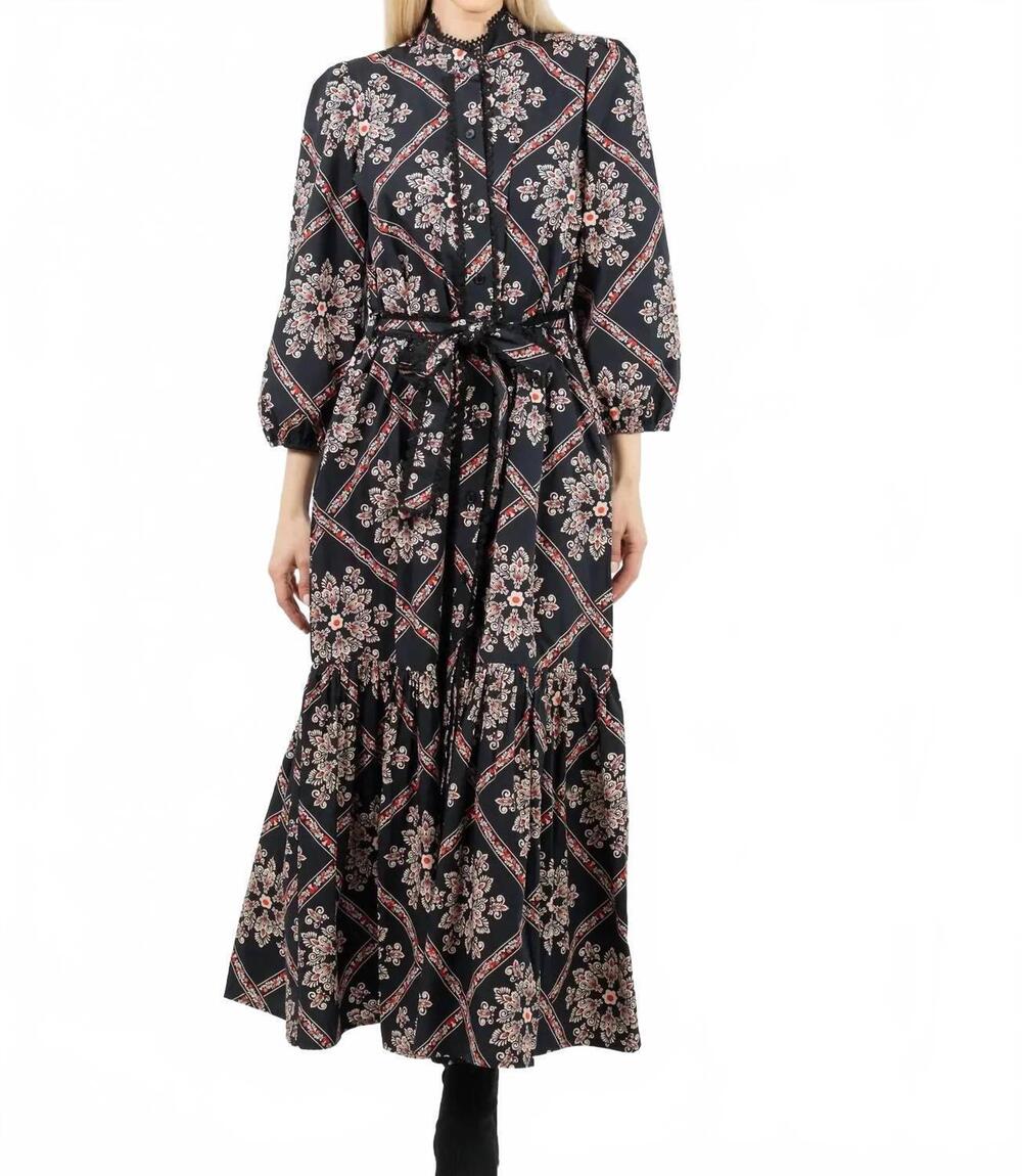 NEW TOLANI medallion baylun dress in red/ black
